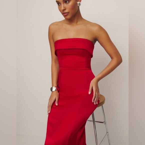 - Reformation Johan Satin Dress- size 12 - Picture 3 of 11